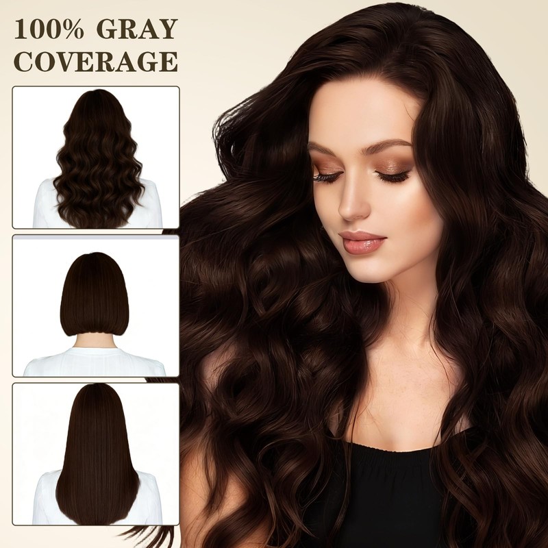 Dark Brown Hair Dye Shampoo 3 in 1 for Gray