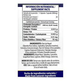 Sm Dayer's 30 Caps Raiz De Nopal, Toronja Cúrcuma Cayena Sabor Sin Sabor