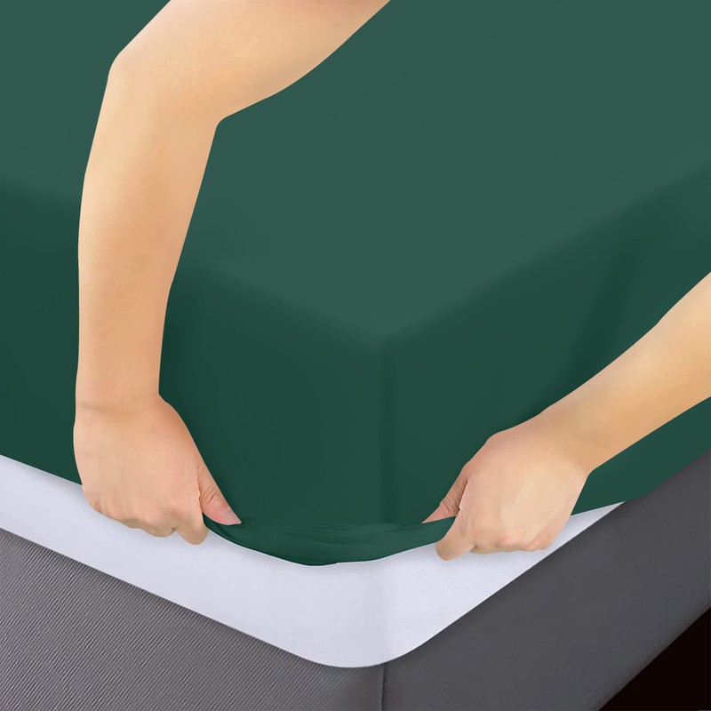 Moonlight Bedding Super King Fitted Sheet Emerald - Premium 25cm