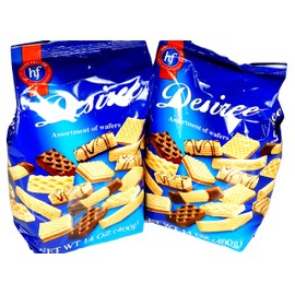 Hans Freitag Desiree Assortment of Wafers Gourmet Cookie Snacks Imported from Germany 2 Pack x 14 oz / 400 g each)