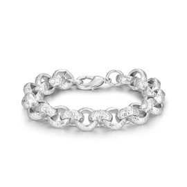 12mm White Gold Filled Patterned Belcher Bracelet (8)