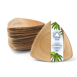 onlyleaf Palmware Sustainable Palm Leaf Plates, Organic Disposable Triangular Plates, 15 cm, Party Tableware, 100% Compostable, Palm Leaf Tableware, Biodegradable, Pack of 50