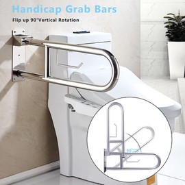 Toilet Grab Bar Stainless Steel Handicap Rails Grab Bars Bathroom Support for Elderly Disabled Safety Hand Railing Guard Frame Shower Assist Aid Handrails Hand Grips (23.6 Inches with Paper Holder)