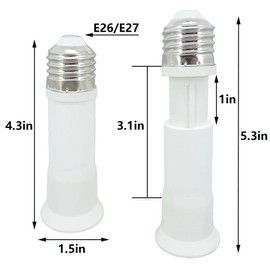 DBKMPZ E27 to E26 E27 Light Socket Extender Adapter,Extension Flexible Socket Extender Adapter, E26 /E27 Screw Bulb Base Adapter Converter,Lamp Bulb Socket Extension (3 Pack)