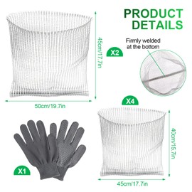 6 pieces stainless steel vole grid, 45 x 40 cm and 50 x 45 cm, vole basket, root protection, vole grid for raised bed, mouse grid with gloves to protect the roots of trees, flowers and vegetables