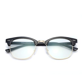 kimorn Blue Light Filter Glasses Half Rimless Computer Glasses - Anti Fatigue, Anti Blue Light (TV, PC, Screens...) For Improved Sleep KS052, Shiny black gold frame/anti-blue light lens