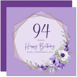 94th Birthday Card for Men women - Floral Beautiful Birthday Card for 94 Year old Woman Ladies Grandma Nan Mum Aunt Nan Friend Sister Ninety four, Ninety Fourth Nanny