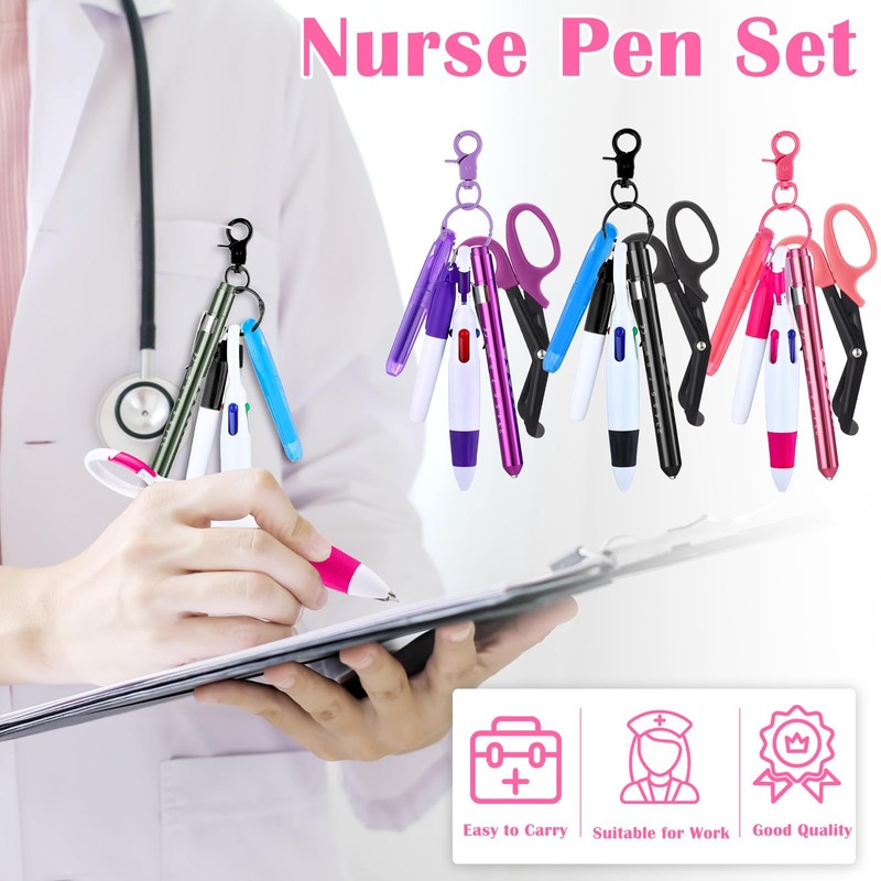 Geiserailie 18 Pcs Nurse Pen Set with Permanent Marker Penlights
