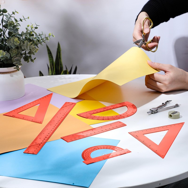 Tenare 6 Pcs Plastic Ruler Math Set Includes 12 Inch