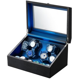 J&T Technology Watch Winder for Automatic Watches,Automatic Watch Winder with LED Light,6 Watch Winder + 6 Storage Case with Quiet Motor for Man/Woman's Watches(PU Snake Skin)