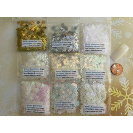 BabyEmma2007 Winter Wonderland SNOWFLAKE shape Glitter-6mm Nail Art Face Craft-U pick-tsp-US - Snowflake-Iridescent White/Baby Pink/Baby Blue