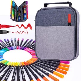 Dual Tip Brush & Fine Point Markers Set for Adults and Kids Coloring Books - Versatile Art Supplies for Drawing, Journaling, and Creative Projects - Pack Variation: 72 Colors with Bag