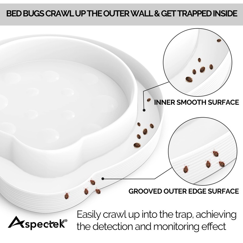 ASPECTEK Bed Bug Interceptors, Pack of 8 Pesticide-Free Traps and