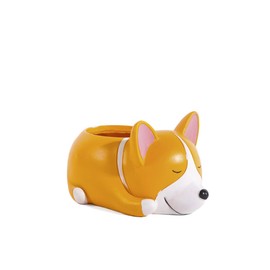 Nayothecorgi Corgi Dog Plant Pot (6”) Sleeping Corgi Cute Plant Pots – Dog Planter for Outdoor or Indoor – Resin Animal Planter – Small Dog Planter & Succulent Planter - Corgi Gifts for Corgi Lovers