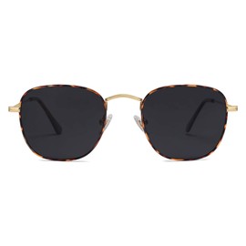 SOJOS Small Square Polarized Sunglasses for Women Men Classic Vintage Retro Style SJ1143 with Gold Demi/Grey