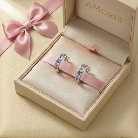 Aretes Plata Pura Con Moissanita Diseño Minimalista 13mm