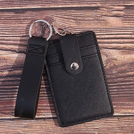 tooloflife Plain PU Leather ID Card Holder with Slots (Includes ID Card Holder and Keyring)