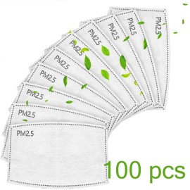 TK FASHION MASK 100 Pack PM2.5 Filters Activated White 5 Layers Replacement Filters