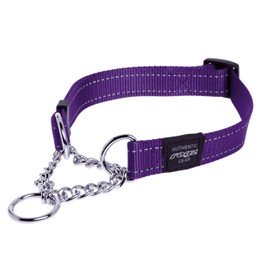 Rogz Utility Large 3/4-Inch Reflective Fanbelt Obedience Half-Check Dog Collar