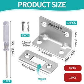 15 Stück Magnetschnäpper, Türmagnet mit Schraubendreher L-Shape Magnete für Schranktüren Türmagnet Selbstklebend für Schubladen Schranktür Kleiderschrank Schiebetür