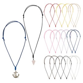 KISSITTY 27Pcs Adjustable Rope Necklace Colorful Rope Necklace with Metal Ring Waxed Polyester Cord Necklace 12.6-25.2 Inch for Men Women