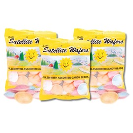 Satellite Wafers - Edible Saucers Filled With Candy Beads - Gift Pack of 3, 1.23 oz. Bags By Lyza's Sweets & Treats
