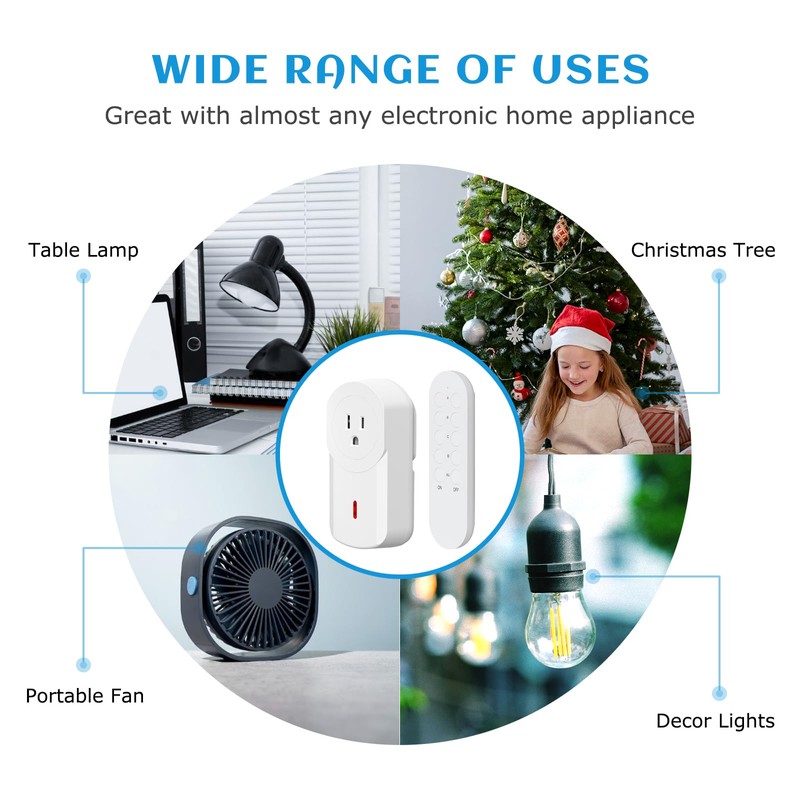 SURNICE Remote Control Outlet Plug with 15A/1800W, 130 Ft RF