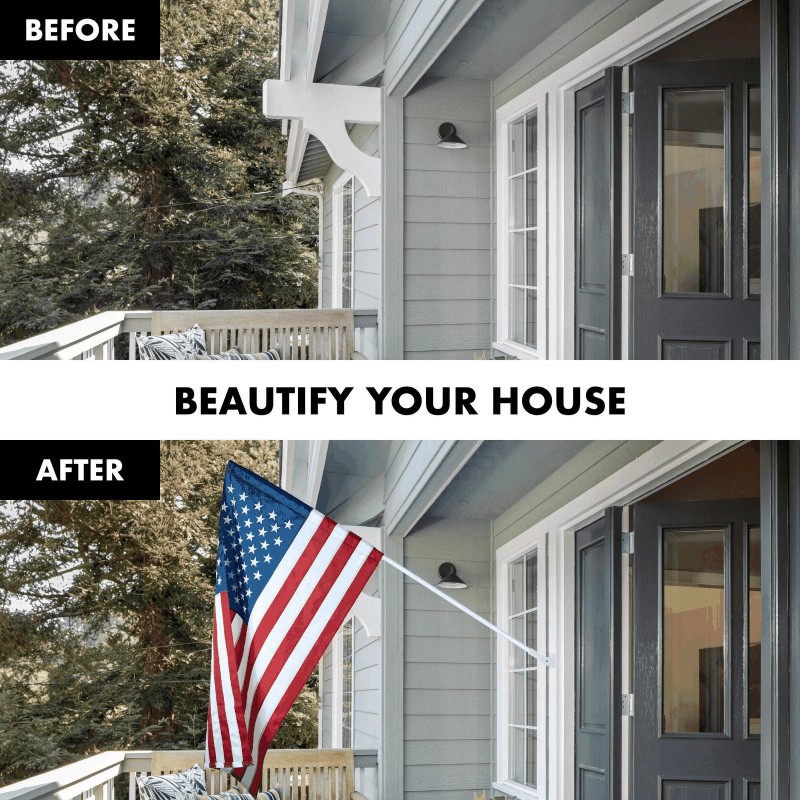 G128 5 Feet Tangle Free Spinning Flagpole (White) American Flag