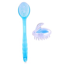 Mikinona 2-piece Shower Brush Set Bathing Massage Brush Scalp Massager Hair Dandruff Scrubber Home Use