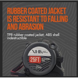 VHK Home Collection 25 ft. Premium Measuring Tape - Double-Side Printed Wide Blade with Nylon Wrap, Heavy Duty, Easy - Read, Shock Absorbent Case, Retractable Tape Measure with Belt Clip