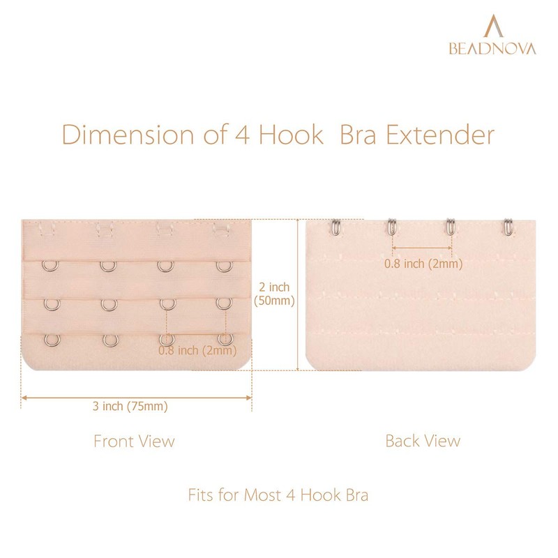 BEADNOVA Bra Strap Extender 4 Hook Bra Hooks Replacement (4pcs,