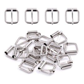 Swpeet 60Pcs Heavy Duty 3/4 Inch - 20mm Sliver Multi-Purpose Metal Roller Buckles Metal Rings for Belts Hardware Bags Ring Hand DIY Accessories Keychains Belts and Dog Leash (Sliver, 3/4 Inch)