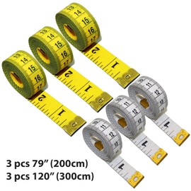 6 unidades, 2 tamaños, cinta métrica suave de doble cara, 120 pulgadas, 300 cm y 79 pulgadas, 200 cm, regla de sastre para tela de coser