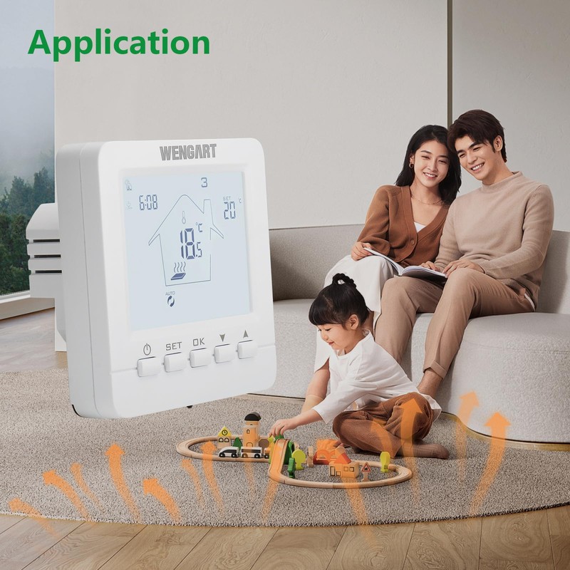 Wengart Electric Heating Thermostat Digital Programmable WG02B05, LCD Touch Screen,