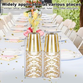 Teemuday Coffee Cup Dispenser For Counter,Disposable Cup And Lid Holder Organizer With 2 Compartments, Countertop or Wall Mount ，Paper Cups,Straws,Coffee Bar Set Up,Bathroom Cup Holder,Party Supplies