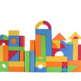 Vokodo 113 Piece Large Foam Building Blocks with Different Shapes and Sizes Bright Colors Quality Educational Kids Creative Construction Toys for Children Girls Boys Toddlers Waterproof