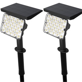 2-Pack Solar Spotlights with 64 LEDs, IP65 Waterproof Outdoor Landscape Solar Lights, 2-in-1 Wireless Solar Wall Lights for Garden and Driveway, Cool White & Warm White, 4 Modes"