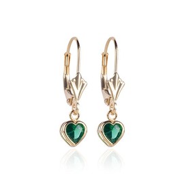 Pendientes de oro amarillo de 14 quilates con circonita cúbica de color corazón (6,4 mm de altura), caja de regalo incluida, Oro amarillo Circonita cúbica, circonita