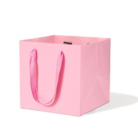 LFCXHTY Pink Paper Gift Bag Small Square Bottom Paper Bags With Handles(Pink, 6 x 6 x 6 in, 10 CT)