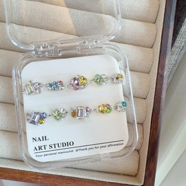 BIBII Nail Parts Color Rhinestone Crystal Nail Gem Set Glitter Nail Stone Nail Decoration DIY Self Nail Suitable for Home DIY Nail or Nail Salon Use Salon Manicure Birthday Present Holiday Gift with