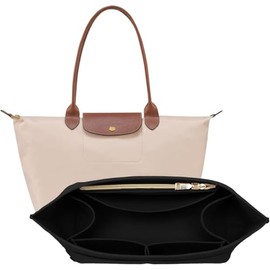 Organizador de Bolsos para Longchamp Le Pliage, Organizador de Bolsas para Mujer, Bolso de Mano de Fieltro para Mujer con 9 Compartimentos (Negro, M)