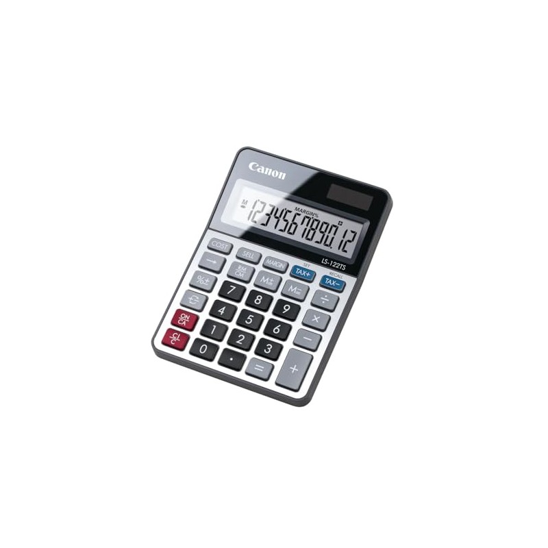 Canon LS122TS Display Desktop Calculator, 12 Digit Display, Grey, LS-122