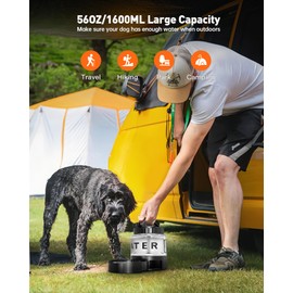 Portable Dog Water Bottle Bowl - 56 oz Travel Water Bowl Dispenser for Dogs Leak Proof, Suitable for Large Pet Drinking, A Must Have for Outdoor, Camping, Walking, Beach, Hunting, and Other Scenes