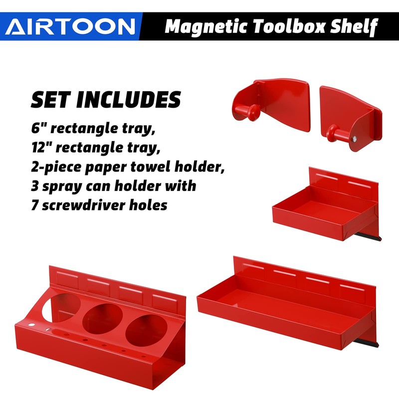 AIRTOON Magnetic Toolbox Tray Set, 4-Piece Magnetic Tool Box Holder,