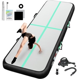 13FT Inflatable Air Gymnastics Mat Gymnastics Track Training Mats Yoga Floor Cheerleading Landing Taekwondo Training Kungfu Exercise Mats with Electric Air Pump for Home Gymnasium Beach Park and Water