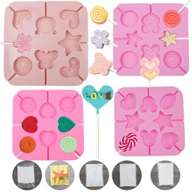 KKONHII Silicone Lollipop Mold, Soft & Safe Cute Shape Fondant Mold, For Making Lollipop, Chocolate, Candy, Cookie, with Lollipop Stick