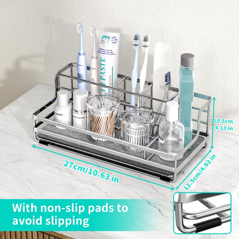 HapiRm Toothbrush Holders for Bathroom - 5 Partitions Bathroom Counter