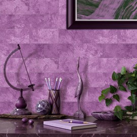 URCOLOR 102-Piece Peel and Stick Backsplash Tiles, 3" x 6" Misty Purple Glossy Tile, Stick on Backsplash for Kitchen, Bathroom,RV, Fireplace