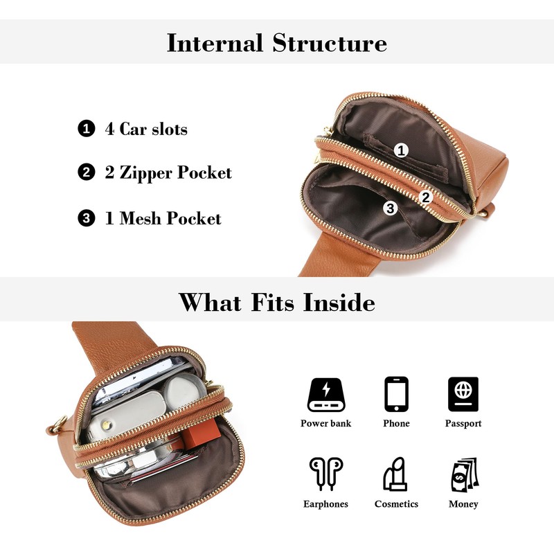 INICAT Travel Small Sling Bag Leather Crossbody Bags for Women