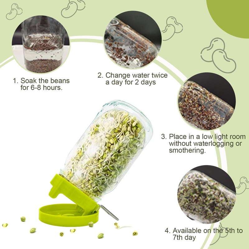 HANTUSWUS Sprouting Lids, Mason Jar Lids Wide Mouth-Sprouting Trays For
